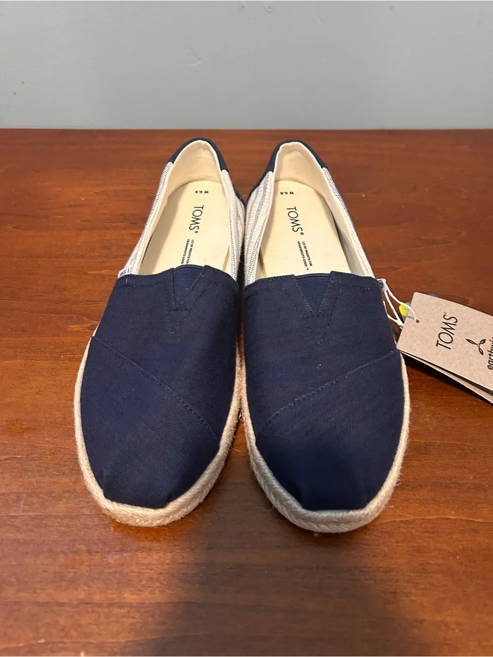 Toms Alpargata Rope Recycled Cotton University Navy stripe Slip-On Shoe6.5